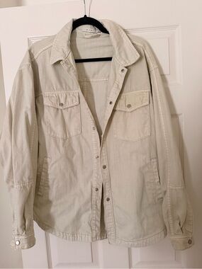 MNML Light Cream Button-Front Jean Jacket